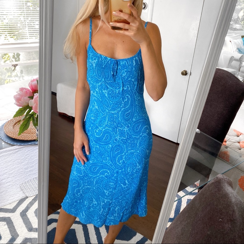 New Look Blue Paisley Slip Dress